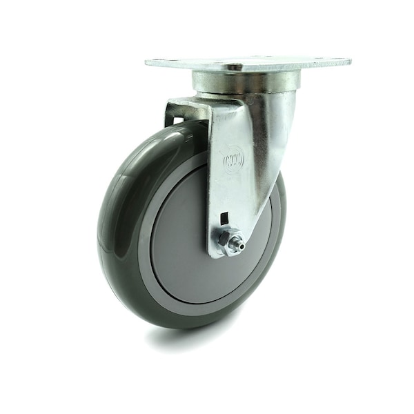 SCC - 5" x 1.25" Gray Polyurethane Wheel Swivel Caster - 350lbs/Caster